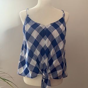 XL Checkered Tied Crop Top